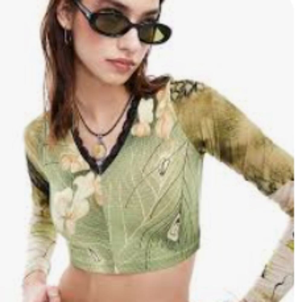 Reclaimed Vintage Revived x Glass Onion Mixed Print Crop Top